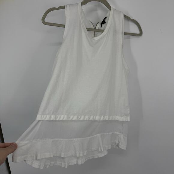 J Crew Womens Sleeveless Layered Top size Small White Chiffon Hem Zipper Back - Picture 6 of 12